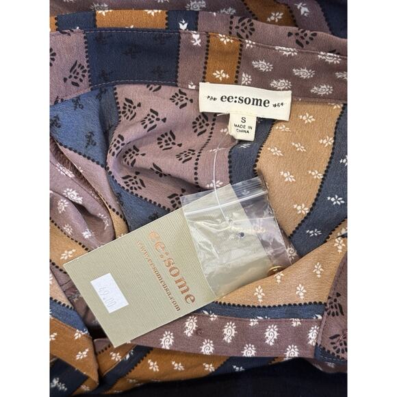 ee:some Womens Size S Button Up Dolman Black/Brown Stripe Shirt Boho Retro NWT - Picture 4 of 5